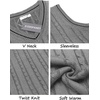 image:imageCOOFANDY Mens Sweater Vest V Neck Slim Fit Casual Sleeveless Twisted Knitted Pullover SweaterLight Grey