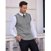 image:imageCOOFANDY Mens Sweater Vest V Neck Slim Fit Casual Sleeveless Twisted Knitted Pullover SweaterLight Grey