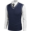 image:imageCOOFANDY Mens Sweater Vest V Neck Slim Fit Casual Sleeveless Twisted Knitted Pullover SweaterNavy Blue