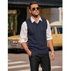 image:imageCOOFANDY Mens Sweater Vest V Neck Slim Fit Casual Sleeveless Twisted Knitted Pullover SweaterSolid Navy Blue
