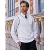 image:imageCOOFANDY Mens Sweater Vest V Neck Slim Fit Casual Sleeveless Twisted Knitted Pullover SweaterWhite