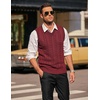 image:imageCOOFANDY Mens Sweater Vest V Neck Slim Fit Casual Sleeveless Twisted Knitted Pullover SweaterWine Red