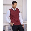 image:imageCOOFANDY Mens Sweater Vest V Neck Slim Fit Casual Sleeveless Twisted Knitted Pullover SweaterWine Red