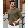 image:imageCOOFANDY Mens Sweaters Polos Long Sleeve V Neck Knit Polo Lightweight Casual Pullover SweaterArmy Green