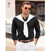 image:imageCOOFANDY Mens Sweaters Polos Long Sleeve V Neck Knit Polo Lightweight Casual Pullover SweaterBlack
