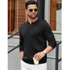 image:imageCOOFANDY Mens Sweaters Polos Long Sleeve V Neck Knit Polo Lightweight Casual Pullover SweaterBlack