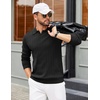 image:imageCOOFANDY Mens Sweaters Polos Long Sleeve V Neck Knit Polo Lightweight Casual Pullover SweaterBlack