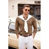 image:imageCOOFANDY Mens Sweaters Polos Long Sleeve V Neck Knit Polo Lightweight Casual Pullover SweaterBrown