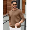 image:imageCOOFANDY Mens Sweaters Polos Long Sleeve V Neck Knit Polo Lightweight Casual Pullover SweaterBrown