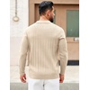 image:imageCOOFANDY Mens Sweaters Polos Long Sleeve V Neck Knit Polo Lightweight Casual Pullover SweaterCream
