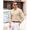image:imageCOOFANDY Mens Sweaters Polos Long Sleeve V Neck Knit Polo Lightweight Casual Pullover SweaterCream