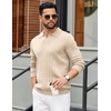 image:imageCOOFANDY Mens Sweaters Polos Long Sleeve V Neck Knit Polo Lightweight Casual Pullover SweaterCream