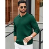 image:imageCOOFANDY Mens Sweaters Polos Long Sleeve V Neck Knit Polo Lightweight Casual Pullover SweaterDark Green