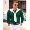 image:imageCOOFANDY Mens Sweaters Polos Long Sleeve V Neck Knit Polo Lightweight Casual Pullover SweaterDark Green
