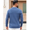 image:imageCOOFANDY Mens Sweaters Polos Long Sleeve V Neck Knit Polo Lightweight Casual Pullover SweaterDemin Blue
