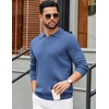 image:imageCOOFANDY Mens Sweaters Polos Long Sleeve V Neck Knit Polo Lightweight Casual Pullover SweaterDemin Blue