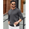 image:imageCOOFANDY Mens Sweaters Polos Long Sleeve V Neck Knit Polo Lightweight Casual Pullover SweaterGrey