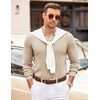 image:imageCOOFANDY Mens Sweaters Polos Long Sleeve V Neck Knit Polo Lightweight Casual Pullover SweaterKhaki