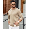 image:imageCOOFANDY Mens Sweaters Polos Long Sleeve V Neck Knit Polo Lightweight Casual Pullover SweaterKhaki