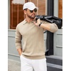 image:imageCOOFANDY Mens Sweaters Polos Long Sleeve V Neck Knit Polo Lightweight Casual Pullover SweaterKhaki