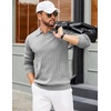 image:imageCOOFANDY Mens Sweaters Polos Long Sleeve V Neck Knit Polo Lightweight Casual Pullover SweaterLight Grey