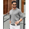 image:imageCOOFANDY Mens Sweaters Polos Long Sleeve V Neck Knit Polo Lightweight Casual Pullover SweaterLight Grey