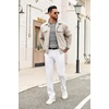 image:imageCOOFANDY Mens Sweaters Polos Long Sleeve V Neck Knit Polo Lightweight Casual Pullover SweaterLight Grey