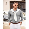image:imageCOOFANDY Mens Sweaters Polos Long Sleeve V Neck Knit Polo Lightweight Casual Pullover SweaterLight Grey