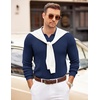 image:imageCOOFANDY Mens Sweaters Polos Long Sleeve V Neck Knit Polo Lightweight Casual Pullover SweaterNavy Blue