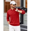 image:imageCOOFANDY Mens Sweaters Polos Long Sleeve V Neck Knit Polo Lightweight Casual Pullover SweaterRed