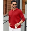 image:imageCOOFANDY Mens Sweaters Polos Long Sleeve V Neck Knit Polo Lightweight Casual Pullover SweaterRed