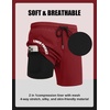 image:imageCOOFANDY Mens Swim Trunks with Compression Liner Quick Dry 7 Inch Bathing Suit Beach Short with Zipper PocketsWine Red