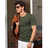 image:imageCOOFANDY Mens T Shirts Casual Short Sleeve Crewneck Shirts Solid Textured Knit Pullover TeesArmy Green