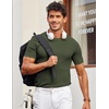 image:imageCOOFANDY Mens T Shirts Casual Short Sleeve Crewneck Shirts Solid Textured Knit Pullover TeesArmy Green