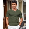 image:imageCOOFANDY Mens T Shirts Casual Short Sleeve Crewneck Shirts Solid Textured Knit Pullover TeesArmy Green