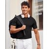 image:imageCOOFANDY Mens T Shirts Casual Short Sleeve Crewneck Shirts Solid Textured Knit Pullover TeesBlack