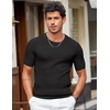 image:imageCOOFANDY Mens T Shirts Casual Short Sleeve Crewneck Shirts Solid Textured Knit Pullover TeesBlack