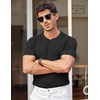 image:imageCOOFANDY Mens T Shirts Casual Short Sleeve Crewneck Shirts Solid Textured Knit Pullover TeesBlack
