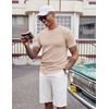 image:imageCOOFANDY Mens T Shirts Casual Short Sleeve Crewneck Shirts Solid Textured Knit Pullover TeesKhaki