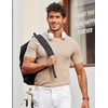 image:imageCOOFANDY Mens T Shirts Casual Short Sleeve Crewneck Shirts Solid Textured Knit Pullover TeesKhaki