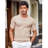 image:imageCOOFANDY Mens T Shirts Casual Short Sleeve Crewneck Shirts Solid Textured Knit Pullover TeesKhaki
