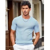 image:imageCOOFANDY Mens T Shirts Casual Short Sleeve Crewneck Shirts Solid Textured Knit Pullover TeesLight Blue