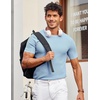 image:imageCOOFANDY Mens T Shirts Casual Short Sleeve Crewneck Shirts Solid Textured Knit Pullover TeesLight Blue