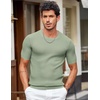 image:imageCOOFANDY Mens T Shirts Casual Short Sleeve Crewneck Shirts Solid Textured Knit Pullover TeesLight Green