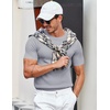 image:imageCOOFANDY Mens T Shirts Casual Short Sleeve Crewneck Shirts Solid Textured Knit Pullover TeesLight Grey