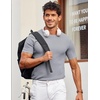 image:imageCOOFANDY Mens T Shirts Casual Short Sleeve Crewneck Shirts Solid Textured Knit Pullover TeesLight Grey