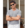 image:imageCOOFANDY Mens T Shirts Casual Short Sleeve Crewneck Shirts Solid Textured Knit Pullover TeesLight Grey
