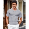 image:imageCOOFANDY Mens T Shirts Casual Short Sleeve Crewneck Shirts Solid Textured Knit Pullover TeesLight Grey