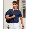 image:imageCOOFANDY Mens T Shirts Casual Short Sleeve Crewneck Shirts Solid Textured Knit Pullover TeesNavy Blue