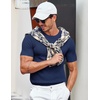 image:imageCOOFANDY Mens T Shirts Casual Short Sleeve Crewneck Shirts Solid Textured Knit Pullover TeesNavy Blue